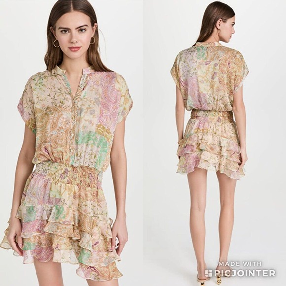 Misa Los Angeles Evie Mini Fit Flare Flounce Dress - Picture 1 of 5
